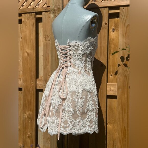 🆕 BRONX & BANCO 🧿 NWOT Maraya Blanc Lace Mini Dress, Sz S US 4 - Picture 8 of 16